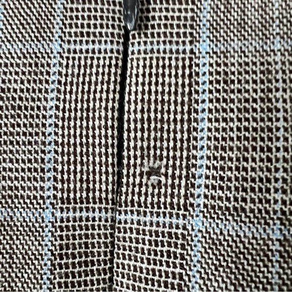 Harve Benard suiting dress mini plaid sleeveless size 2P wool brown blue vintage - Picture 5 of 7